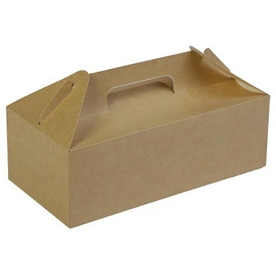 Упаковка для кондитерских изделий 288х142х70мм BOX WITH HANDLE M С ручками цвет Крафт OSQ (х225)