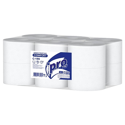 Туалетная бумага 1 слойная метраж PRO Tissue, 200м T2 С-190 (х1/12) [упаковка]