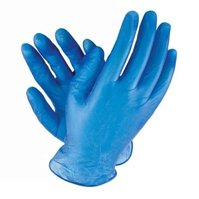 Перчатки смотровые виниловые неопудренные (L) цвет Синий (х100/1000)