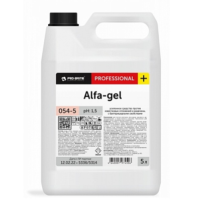 Средство для чистки сантехники/унитазов 5л ALFA-GEL Professional высококислотное,  концентрированное, низкопенное Pro-Brite