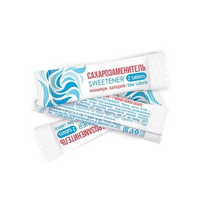 Заменитель сахара бумажный стик, 2 таб. (х1250)